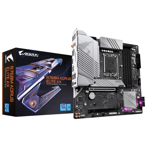 [GIGABYTE 技嘉]《B760M AORUS ELITE AX》(M-ATX/Realtek 2.5Gb+無線/註冊五年保)12+1+1相