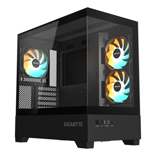 [GIGABYTE 技嘉]《C201 PANORAMIC 黑》M-ATX/內建風扇側2後1/無A柱/顯卡410mm/塔散190mm(GB-C201P)
