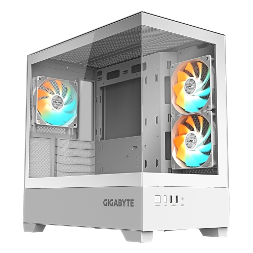 [GIGABYTE 技嘉]《C201 PANORAMIC ICE 白》M-ATX/內建風扇側2後1/無A柱/顯卡410mm/塔散190mm(GB-C201PI)