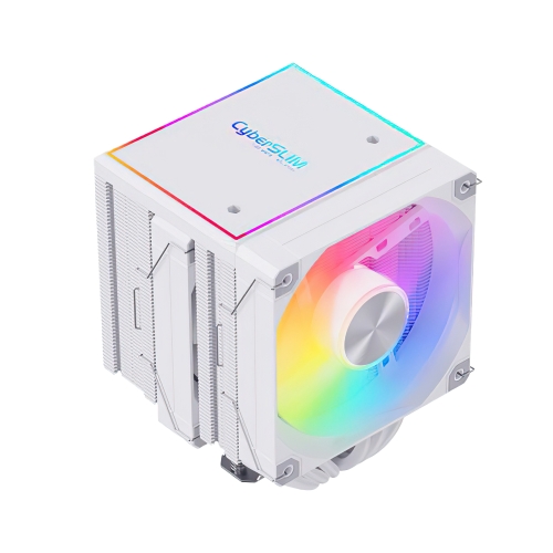 [CyberSLIM 大衛肯尼]《CS120 TURBO ARGB 白》6導管純銅/ARGB 12cm風扇*2/高154mm (FAN-CL120-ARGB-B)