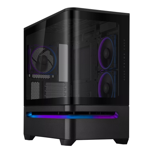 [ASUS華碩]《PRIME-AP202 ARGB 黑》M-ATX/Type-C/內建風扇側2後1/懸浮式進氣+燈條/曲面玻璃/顯卡420mm/塔散175mm