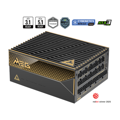 [MSI 微星]《MEG-AI1600T-PCIE5》1600W 雙8/鈦金/全模組/ATX3.1(PCIe5.1)/全日系/10年保