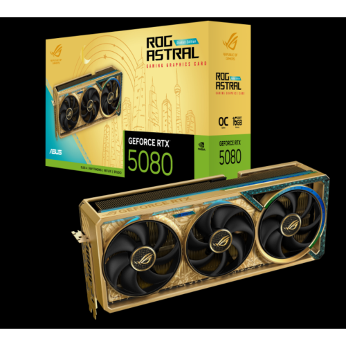 [ASUS 華碩]《ROG-ASTRAL-RTX5080-O16G Dhahab CORE OC Edition》2790MHz/36cm/四風扇/註五年【預計8/20出貨】