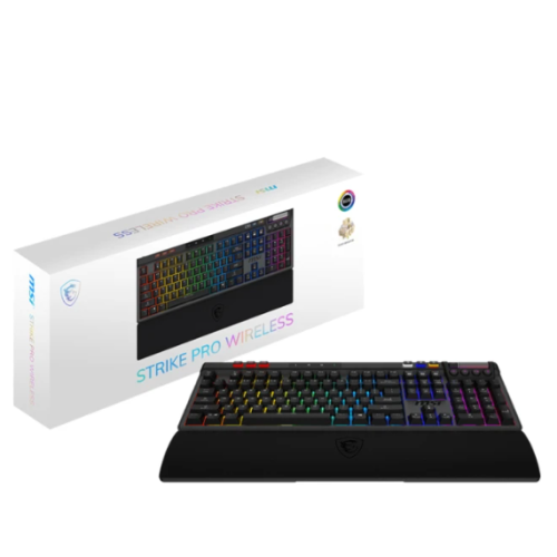 [MSI 微星]《STRIKE PRO WIRELESS》三模無線電競鍵盤 / 靜音 Kailh Midnight Pro軸 / RGB燈效 / 內建電池