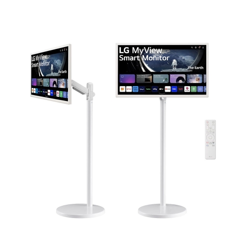 [LG 樂金]《32SR75U-W+落地移動支架組合》32型4K UHD/搭載webOS/IoT操控家電/AirPlay2/內建喇叭/三年保固