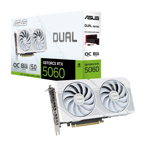 [ASUS 華碩]《DUAL-RTX5060-O8G-WHITE》2565MHz/23cm/雙風扇/註冊四年保