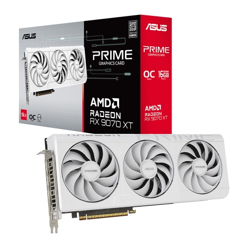 [ASUS 華碩]《PRIME RX9070XT-O16G-WHITE白》三風扇/註冊五年保/32cm
