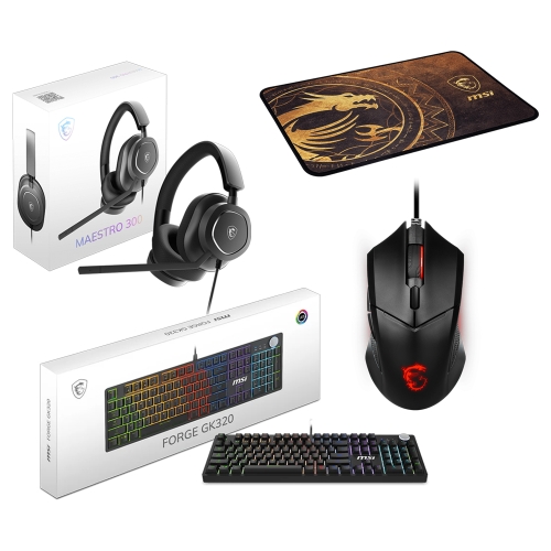 [MSI 微星]《2025雙11周邊限量套餐》MAESTRO-300耳機 + GK320-RED鍵盤 + GM08 電競滑鼠 + GD21 DRAGON 金龍電競滑鼠墊