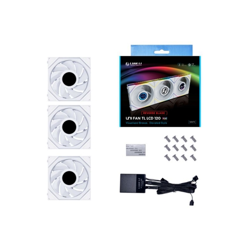 [Lian Li 聯力]《UNI FAN RTL LCD 無線反向120 (三入)白》三顆裝+控制器/3年(12RTLLCD1W3W)
